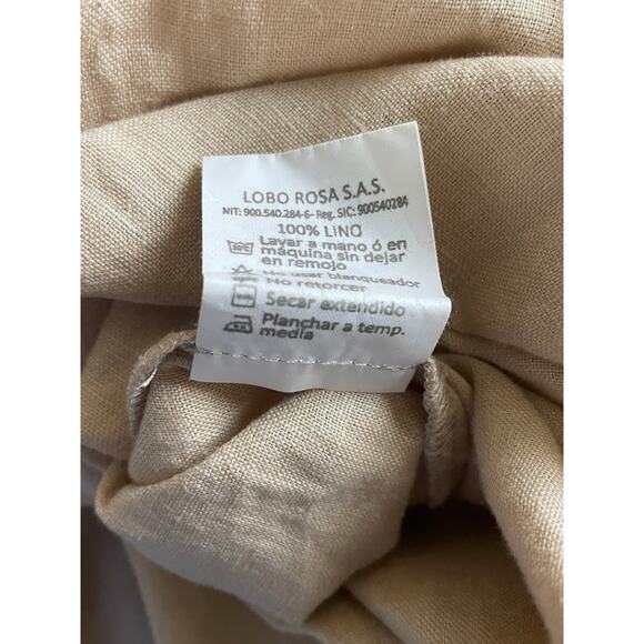 Lobo Rosa Tan Linen Long Maxi Off Shoulder Mimi Dress - Picture 9 of 9